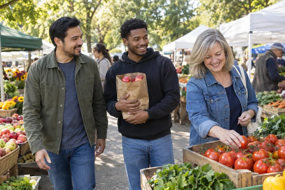 Illustrative image of adults on a community outing